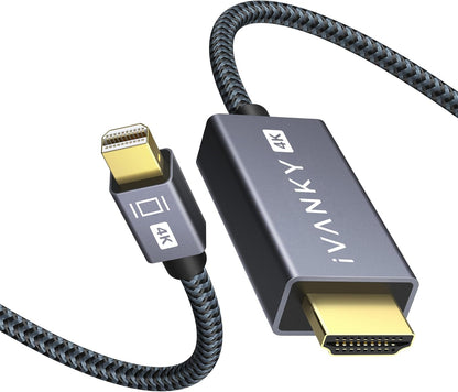 Mini Displayport to HDMI Cable, Mini DP (Thunderbolt) to HDMI Cable 6.6Ft,Nylon Braided,Aluminum Shell,Optimal Chip Solution for Macbook Air/Pro,Surface Pro/Dock,Monitor,Projector and More-1080P