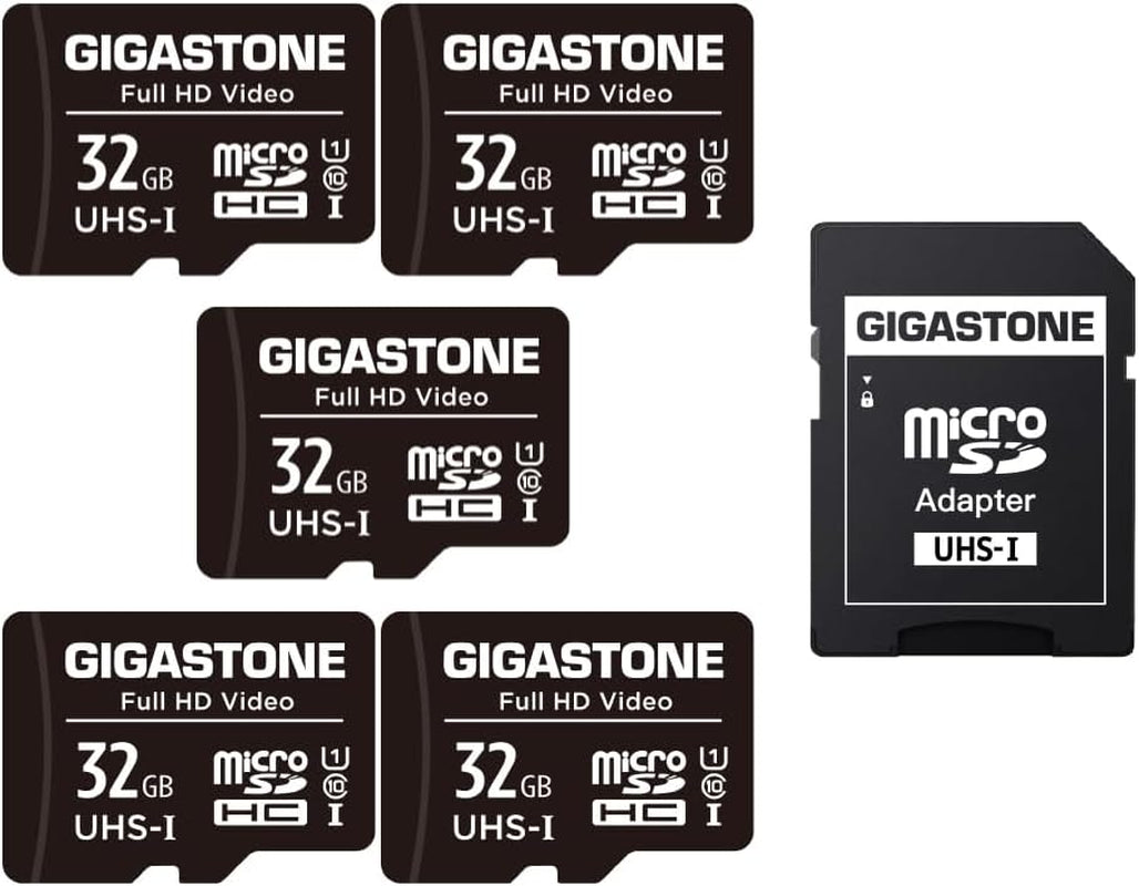 32GB 5-Pack Micro SD Card, Full HD Video, Surveillance Security Cam Action Camera Drone, 90Mb/S Micro SDHC UHS-I U1 C10 Class 10