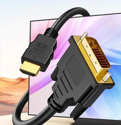 DVI to HDMI Cable Long,  5Ft HDMI to DVI Bi Directional Adapter, HDMI Male to DVI-D 24+1 Male, Support 1080P HD for Raspberry Pi, Roku, Xbox One, PS5, Graphics Card, Blue-Ray, Dvd，Switch
