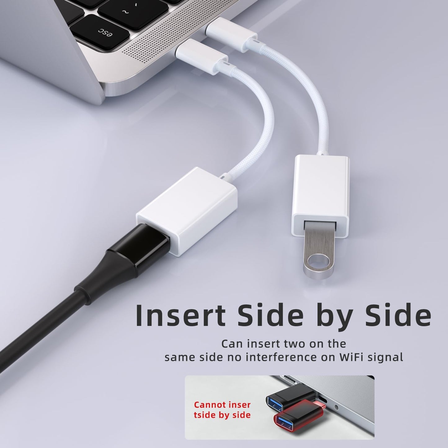 USB C to USB Adapter(2 Pack), USB-C Male to USB 3.0 Female Adapter Compatible with Iphone 17 Pro Max Macbook Pro Air 2024 Ipad Mini Pro Surface Pro and Other Type C or Thunderbolt 4/3 Devices