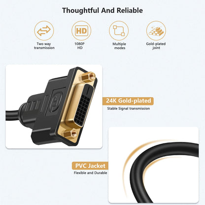 DVI to HDMI Cable Long,  5Ft HDMI to DVI Bi Directional Adapter, HDMI Male to DVI-D 24+1 Male, Support 1080P HD for Raspberry Pi, Roku, Xbox One, PS5, Graphics Card, Blue-Ray, Dvd，Switch