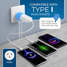 Australia, New Zealand, China Travel Plug Adapter by  with Dual USB + Surge Protection - Type I (U2U-16), Will Work with Cell Phones, Camera, Laptop, Tablets, Ipad, Iphone and More