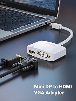Mini Displayport to HDMI VGA Adapter, 4K Thunderbolt 2 Adapter 2 in 1 Mini DP Converter Compatible with Macbook Pro Air Imac Surface Pro1 2 3 4 6 Surface Laptop 2 Thinkpad X1, White